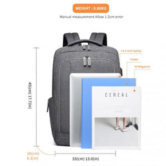 EM2111 - Kono Multi-Compartment Backpack with USB Port - Grey