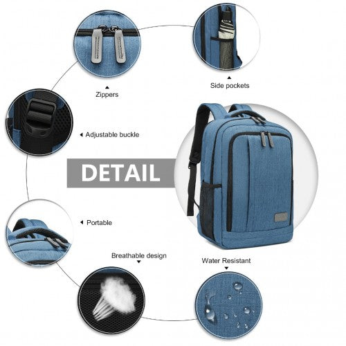 EM2111S - Kono Multi-Compartment Backpack with USB Port - Blue