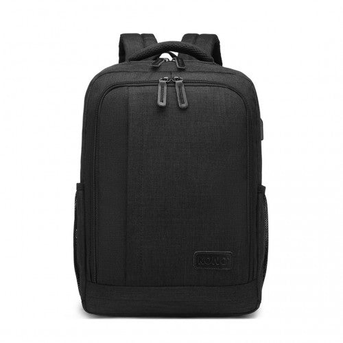 EM2111S - Kono Multi-Compartment Backpack with USB Port - Black