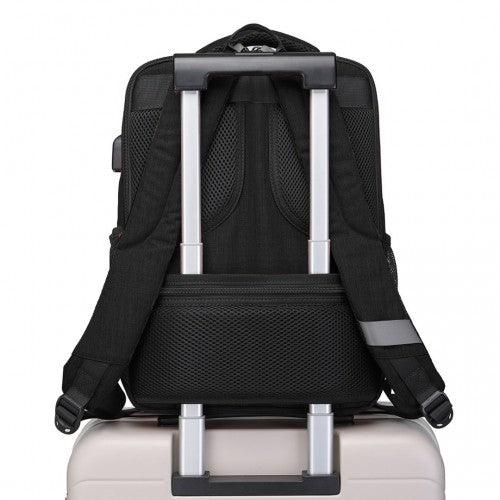 EM2111S - Kono Multi-Compartment Backpack with USB Port - Black