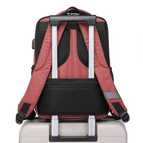 EM2111S - Kono Multi-Compartment Backpack with USB Port - Claret