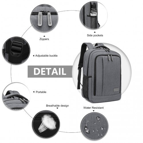 EM2111S - Kono Multi-Compartment Backpack with USB Port - Grey