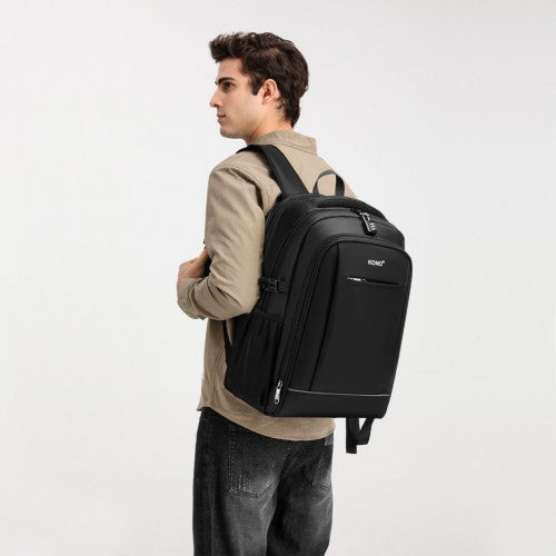 EM2130 - Kono Functional Travel Backpack With USB Charging Port - Black