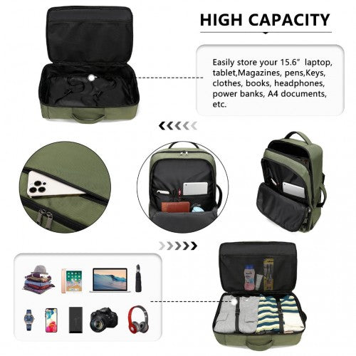 EM2207 - Kono Multifunctional Portable Travel Backpack Cabin Luggage Bag - Green