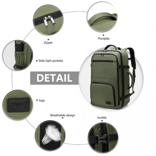 EM2207 - Kono Multifunctional Portable Travel Backpack Cabin Luggage Bag - Green