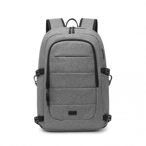 EM2347 - Kono Multi-Compartment Water-Resistant Backpack With USB Charging Port - Grey