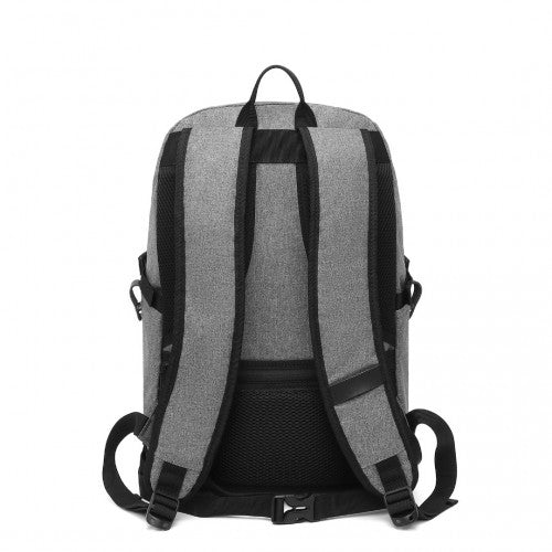 EM2347 - Kono Multi-Compartment Water-Resistant Backpack With USB Charging Port - Grey