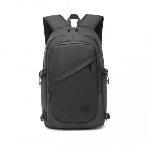 EM2349 - Kono PVC Coated Water-Resistant Tech Backpack With USB Charging Port - Black