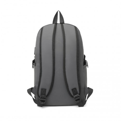 EM2349 - Kono PVC Coated Water-Resistant Tech Backpack With USB Charging Port - Grey