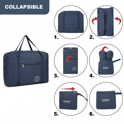 EQ2308 - Kono Foldable Waterproof Storage Cabin Travel Handbag - Navy