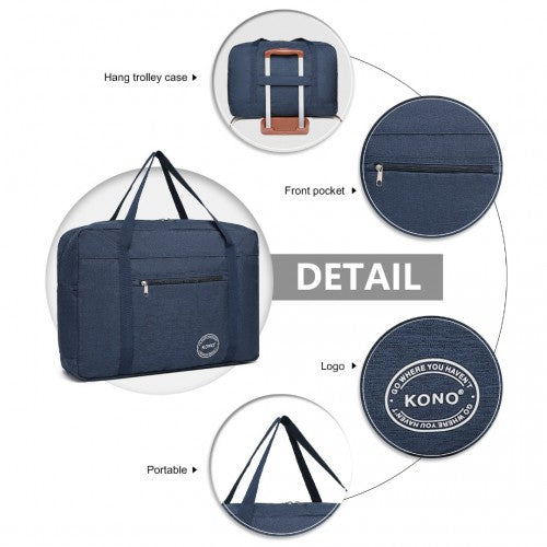 EQ2308 - Kono Foldable Waterproof Storage Cabin Travel Handbag - Navy