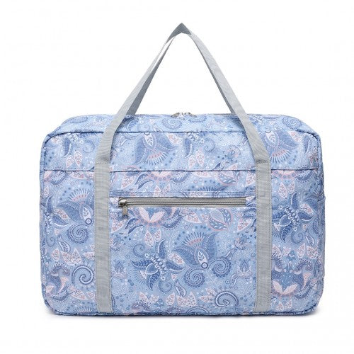 EQ2308P - Kono Foldable Waterproof Storage Cabin Travel Handbag Print - Light Blue