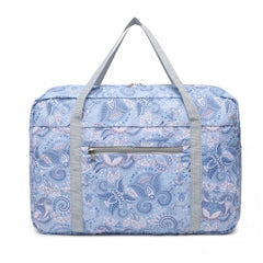 EQ2308P - Kono Foldable Waterproof Storage Cabin Travel Handbag Print - Light Blue