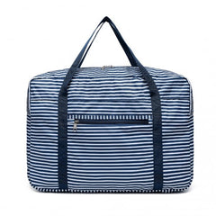 EQ2308S - Kono Foldable Waterproof Storage Cabin Travel Handbag Striped Print - Navy