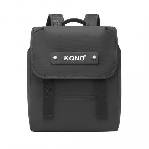 EQ2327 - Kono PVC Coated Water-resistant Streamlined And Innovative Flap Backpack - Black