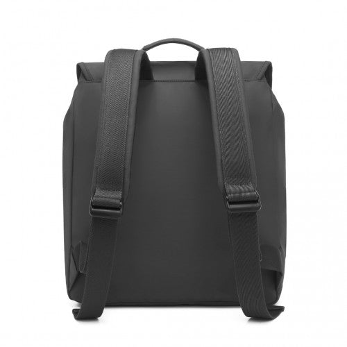 EQ2327 - Kono PVC Coated Water-resistant Streamlined And Innovative Flap Backpack - Black