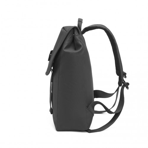 EQ2327 - Kono PVC Coated Water-resistant Streamlined And Innovative Flap Backpack - Black