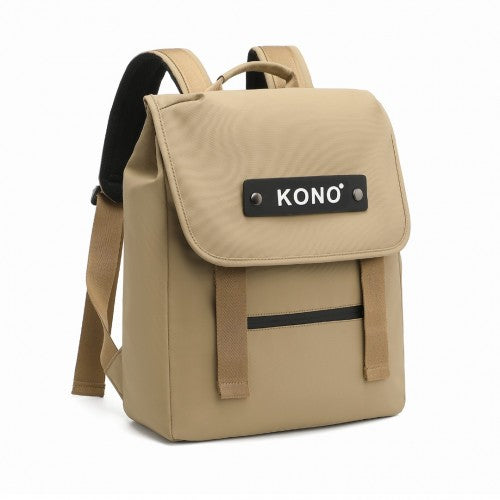 EQ2327 - Kono PVC Coated Water-resistant Streamlined And Innovative Flap Backpack - Khaki