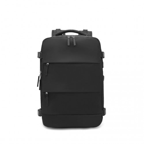 EQ2344 - Kono Multi-Functional Breathable Travel Backpack With USB Charging Port And Separate Shoe Compartment - Black