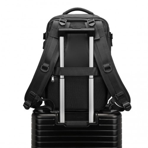 EQ2344 - Kono Multi-Functional Breathable Travel Backpack With USB Charging Port And Separate Shoe Compartment - Black