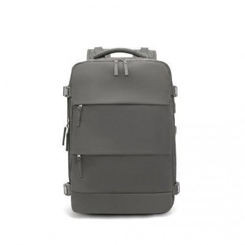 EQ2344 - Kono Multi-Functional Breathable Travel Backpack With USB Charging Port And Separate Shoe Compartment - Grey