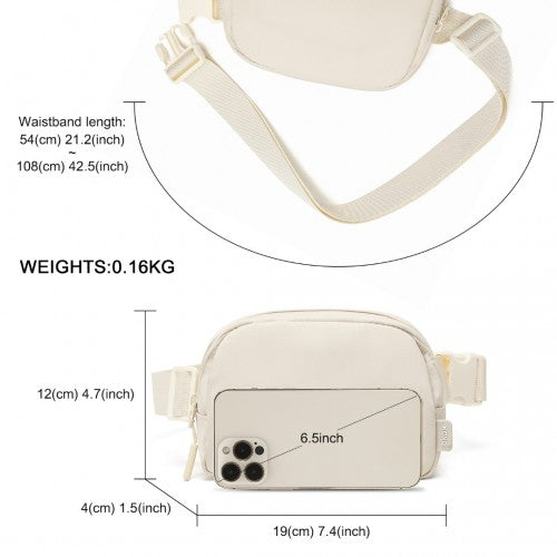 EQ2345 - Kono Sleek And Stylish Minimalist Classic Waterproof Waist Pack - Beige