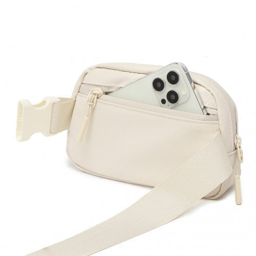 EQ2345 - Kono Sleek And Stylish Minimalist Classic Waterproof Waist Pack - Beige