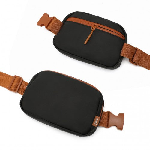 EQ2345 - Kono Sleek And Stylish Minimalist Classic Waterproof Waist Pack - Black And Brown