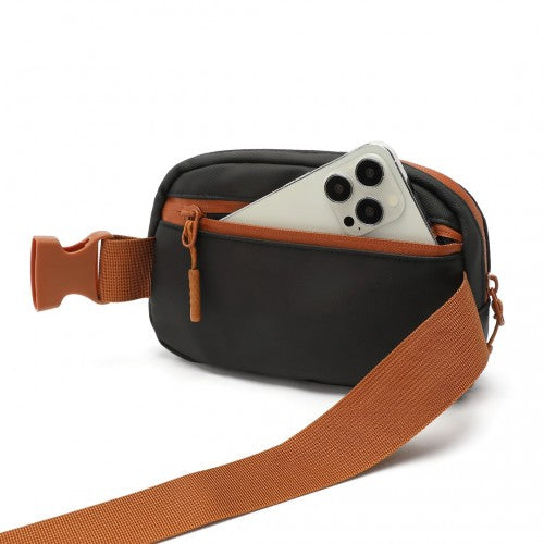 EQ2345 - Kono Sleek And Stylish Minimalist Classic Waterproof Waist Pack - Black And Brown