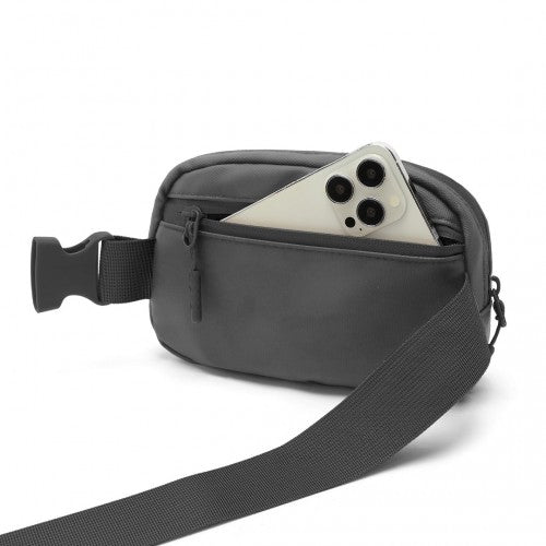 EQ2345 - Kono Sleek And Stylish Minimalist Classic Waterproof Waist Pack - Grey