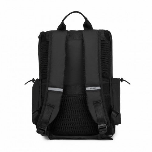 EQ2404 - Kono Advanced Leisure Backpack with Reflective Safety Features USB Charging and Dedicated Laptop Sleeve - Black