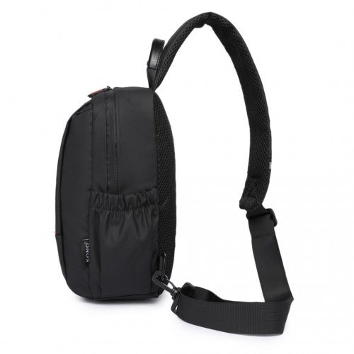 EQ2405 - Kono Water-Resistant Ultra-Thin Lightweight Sling Chest Bag with Reflective Trim - Black