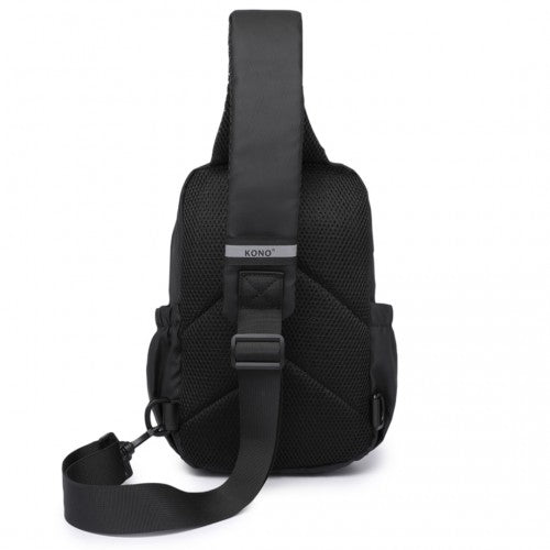 EQ2405 - Kono Water-Resistant Ultra-Thin Lightweight Sling Chest Bag with Reflective Trim - Black