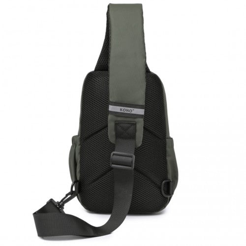 EQ2405 - Kono Water-Resistant Ultra-Thin Lightweight Sling Chest Bag with Reflective Trim - Green