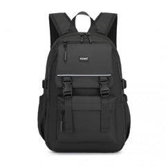 EQ2416 - Kono PVC Coated Urban Water-Resistant Backpack with Reflective Safety Straps and Multi-Compartment Design - Black