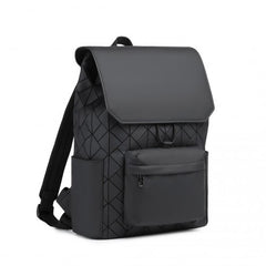 ET2417 - Kono Water-Resistant Urban Geometric Backpack With Laptop Compartment - Black