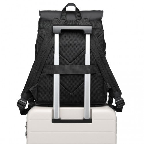 ET2417 - Kono Water-Resistant Urban Geometric Backpack With Laptop Compartment - Black