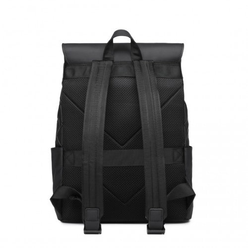 ET2417 - Kono Water-Resistant Urban Geometric Backpack With Laptop Compartment - Black