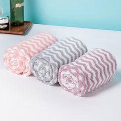 Hair Turban-3 - Absorbent Microfibre Wavy Pattern Hair Towel with Button Design -3 Pcs Pack