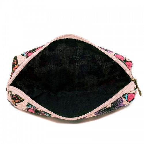 PC-B - Miss Lulu Canvas Pencil Case Butterfly Pink