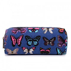 PC-B - Miss Lulu Canvas Pencil Case Butterfly Navy