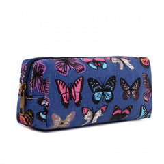 PC-B - Miss Lulu Canvas Pencil Case Butterfly Navy