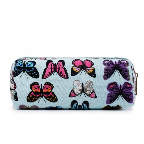 PC-B - Miss Lulu Canvas Pencil Case Butterfly Blue