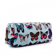 PC-B - Miss Lulu Canvas Pencil Case Butterfly Blue