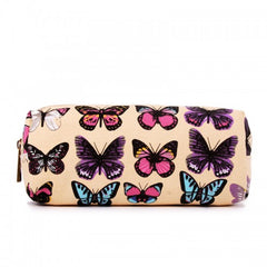 PC-B - Miss Lulu Canvas Pencil Case Butterfly Beige