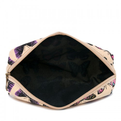 PC-B - Miss Lulu Canvas Pencil Case Butterfly Beige