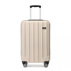 K1773-1L - Kono 19 Inch Cabin Size ABS Hard Shell Luggage with Vertical Stripes - Ideal for Carry-On - Beige