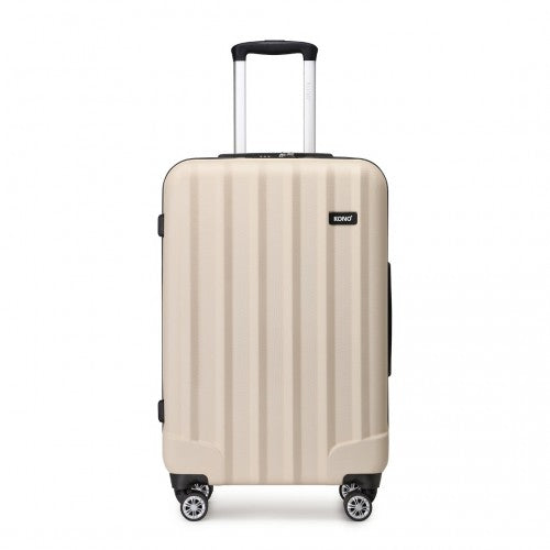 K1773-1L - Kono 28 Inch Striped ABS Hard Shell Luggage with 360-Degree Spinner Wheels - Beige