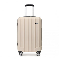 K1773-1L - Kono 24 Inch Striped ABS Hard Shell Luggage with 360-Degree Spinner Wheels - Beige