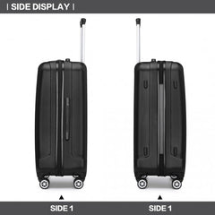 K1773-1L - Kono 28 Inch Striped ABS Hard Shell Luggage with 360-Degree Spinner Wheels - Black